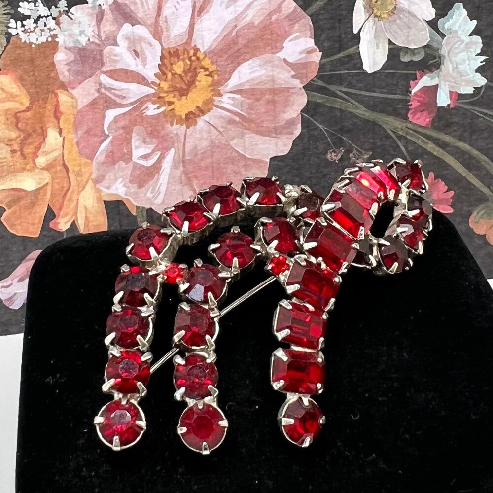 Kramer Ruby Red Spray Brooch - image 2